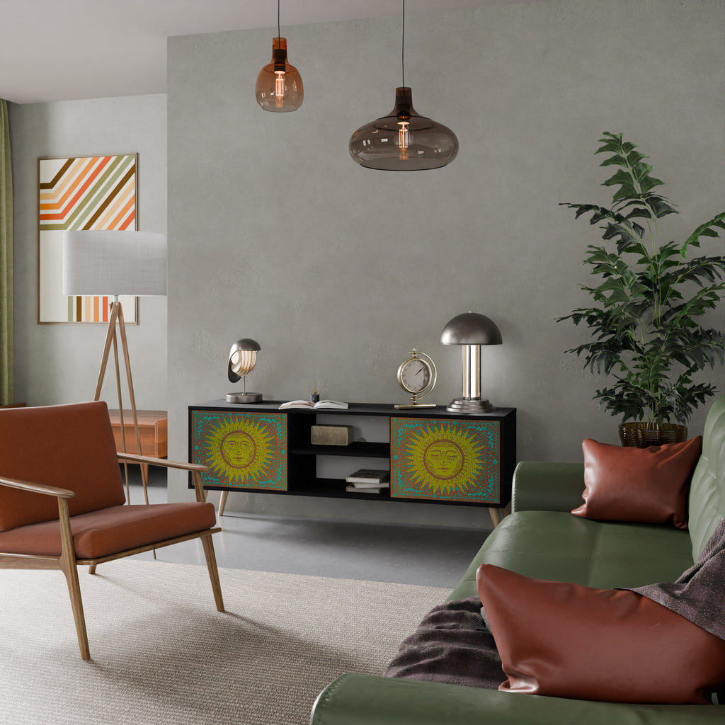 Mueble de TV de 2 puertas SUNSHINE EULOGY con acabado negro