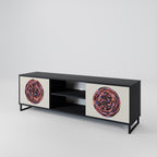 BROWN CIRCLES 2-Door TV Stand in Black Finish