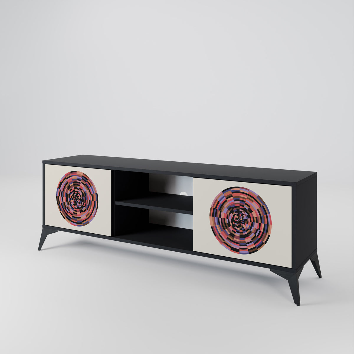 BROWN CIRCLES Mueble de TV de 2 Puertas