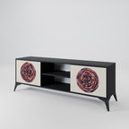 BROWN CIRCLES 2-Door TV Stand in Black Finish