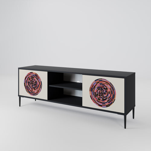 BROWN CIRCLES 2-Door TV Stand in Black Finish