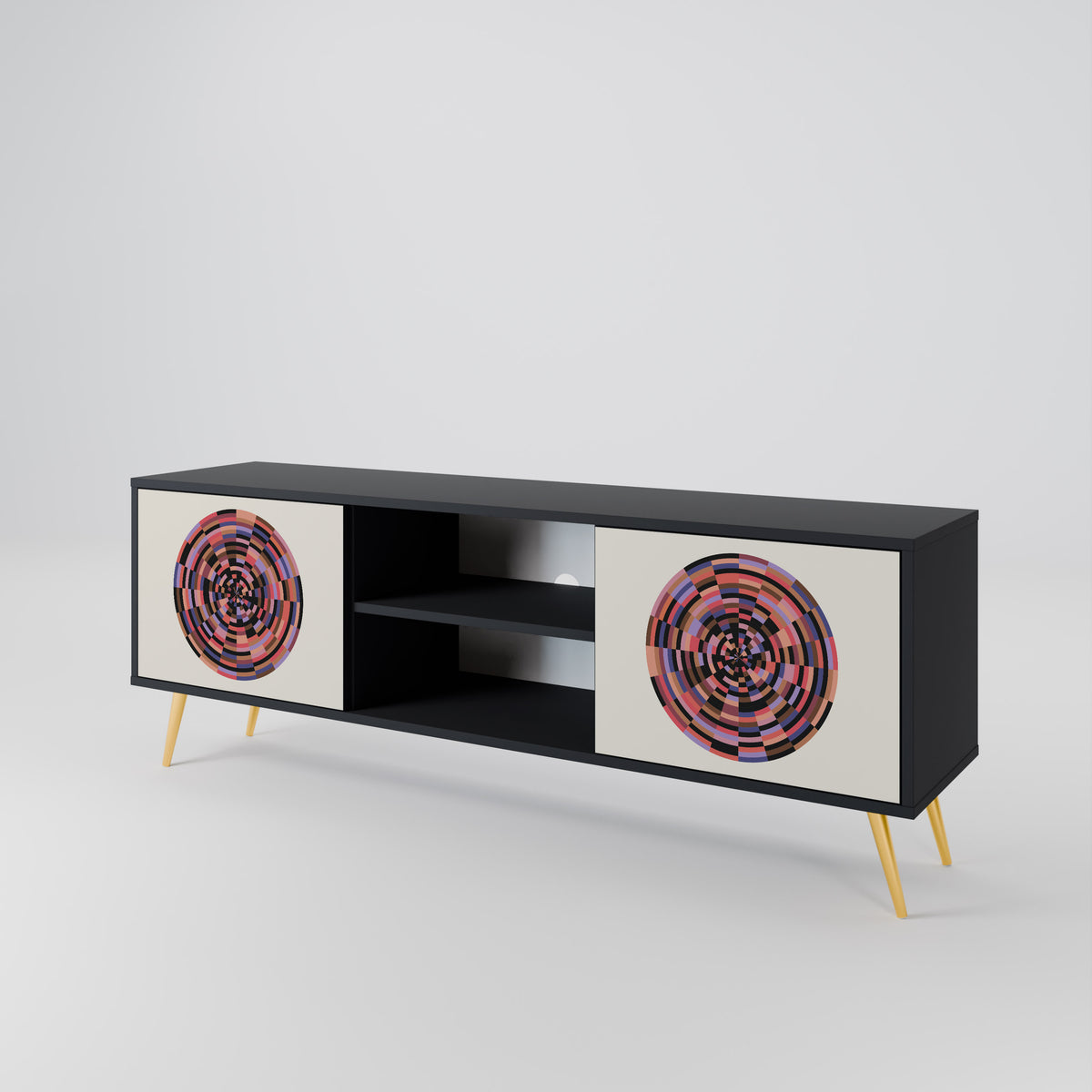BROWN CIRCLES Mueble de TV de 2 Puertas