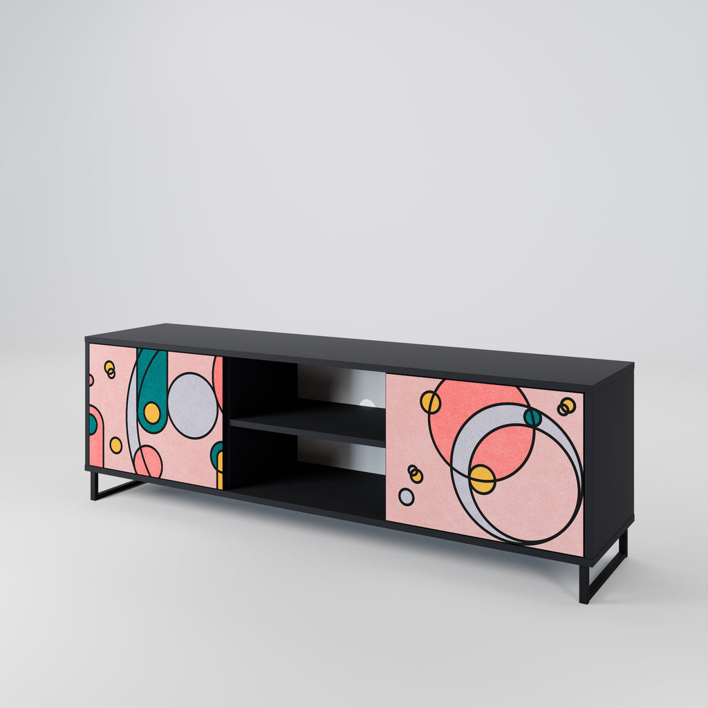 Mueble de TV de 2 puertas GOSSAMER ECHOES con acabado negro