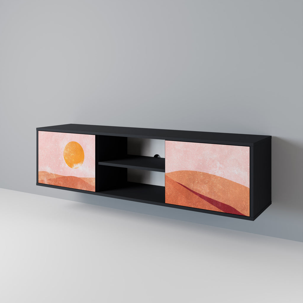 Mueble de TV de 2 puertas LUMINOUS SUNLIGHT con acabado negro