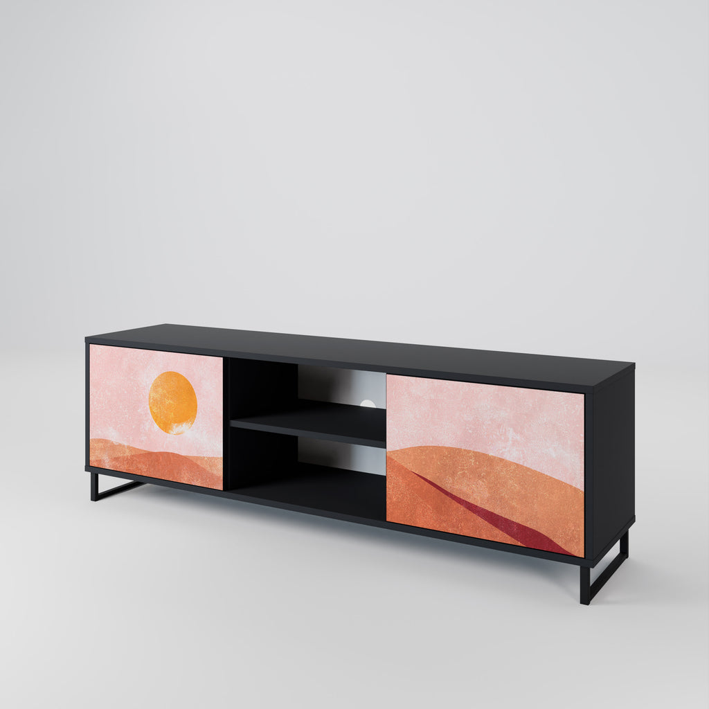 Mueble de TV de 2 puertas LUMINOUS SUNLIGHT con acabado negro