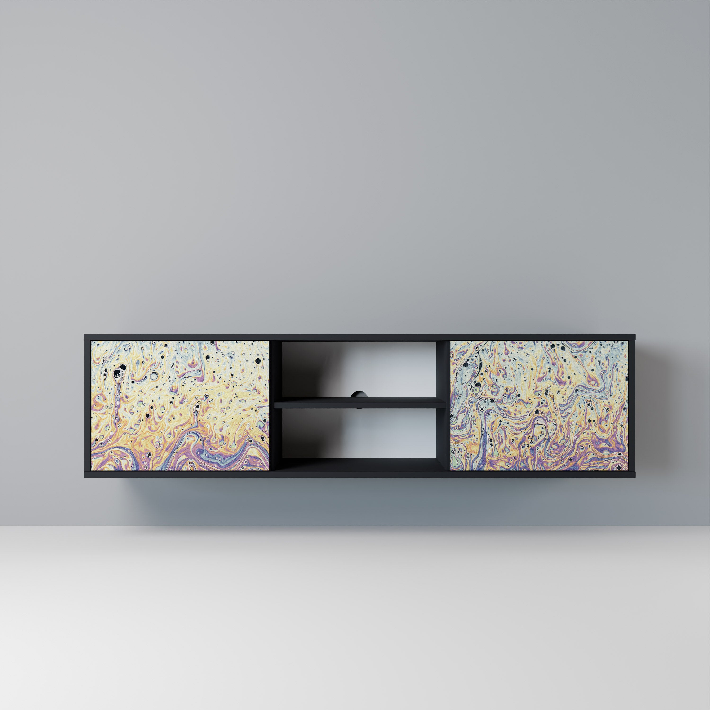 Mueble de TV MOSAIC OF COLORS de 2 puertas en acabado negro