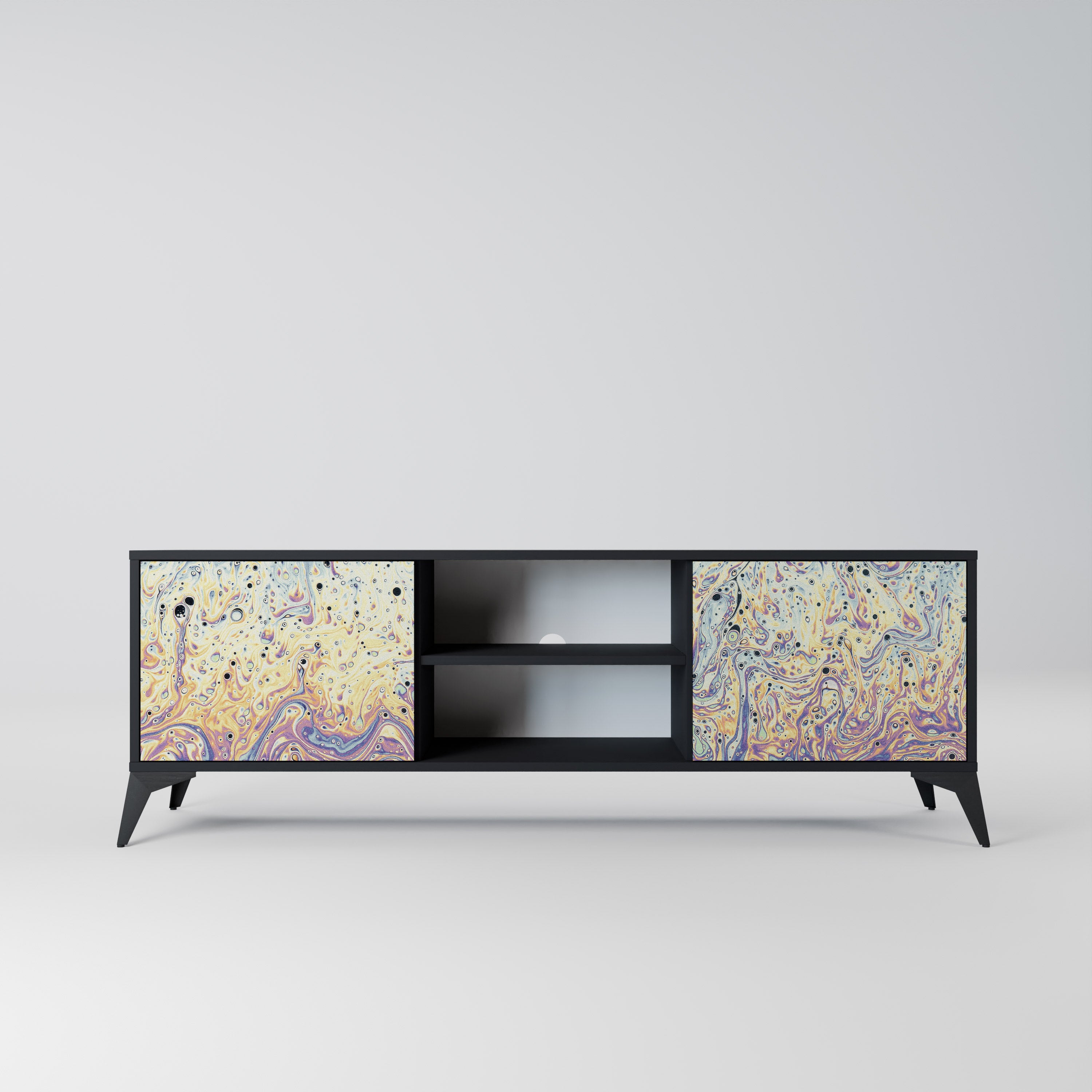 Mueble de TV MOSAIC OF COLORS de 2 puertas en acabado negro