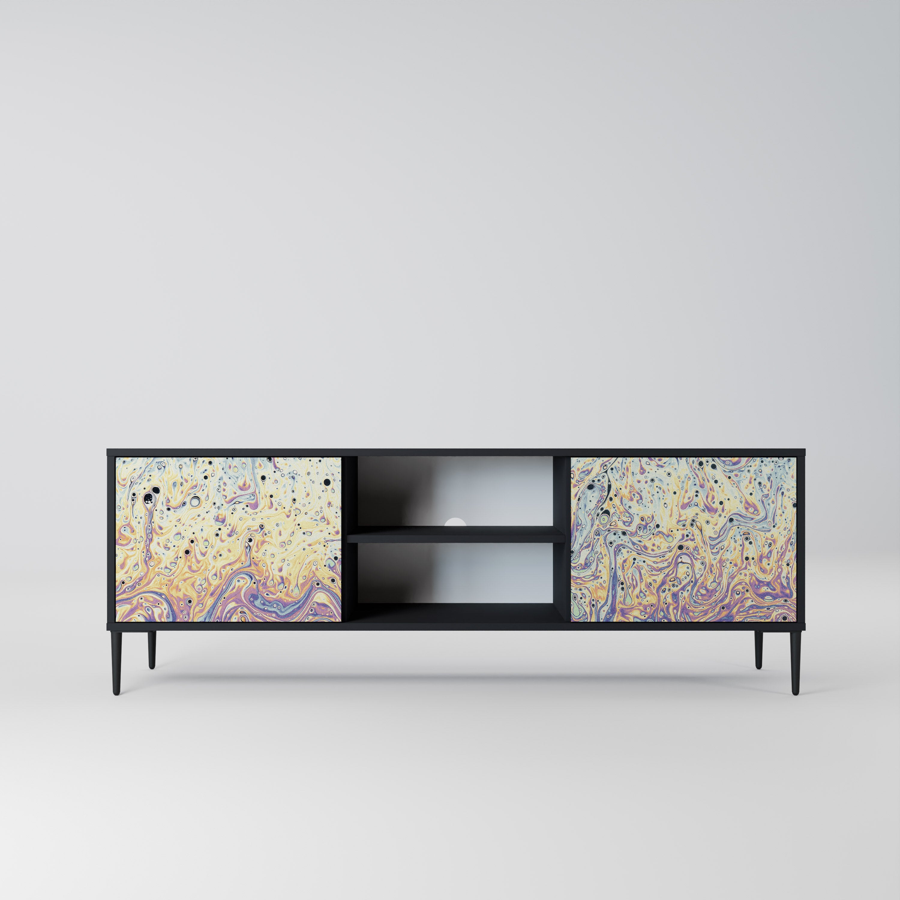 Mueble de TV MOSAIC OF COLORS de 2 puertas en acabado negro