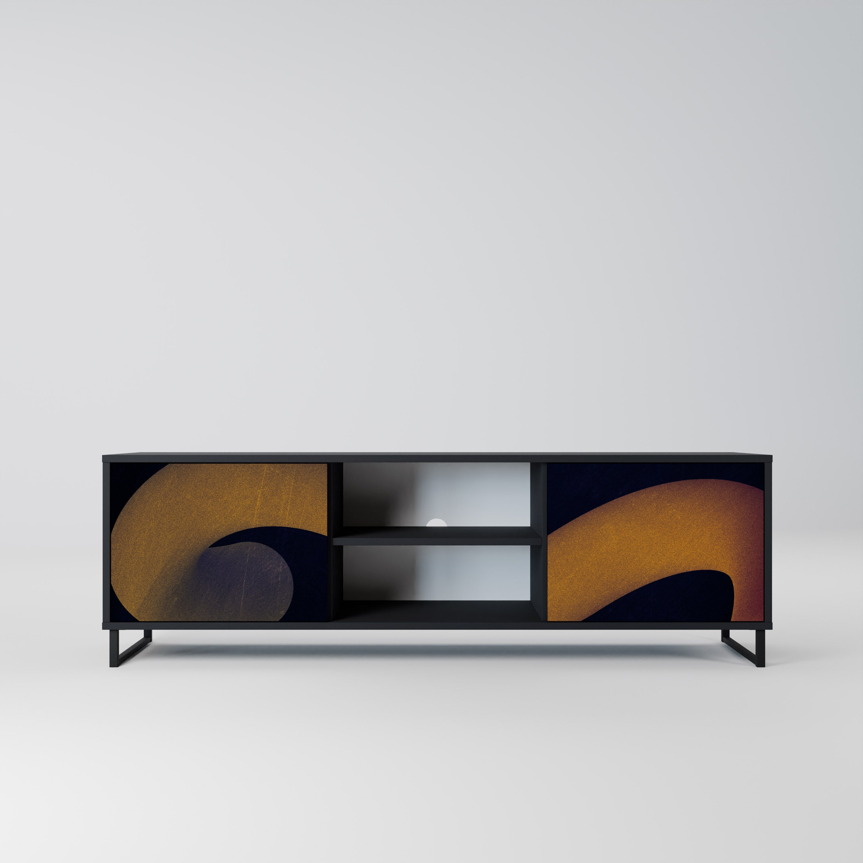 Mueble de TV HOLLOW TIME de 2 puertas con acabado negro