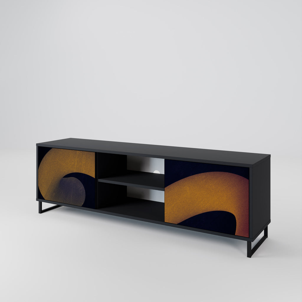 Mueble de TV HOLLOW TIME de 2 puertas con acabado negro