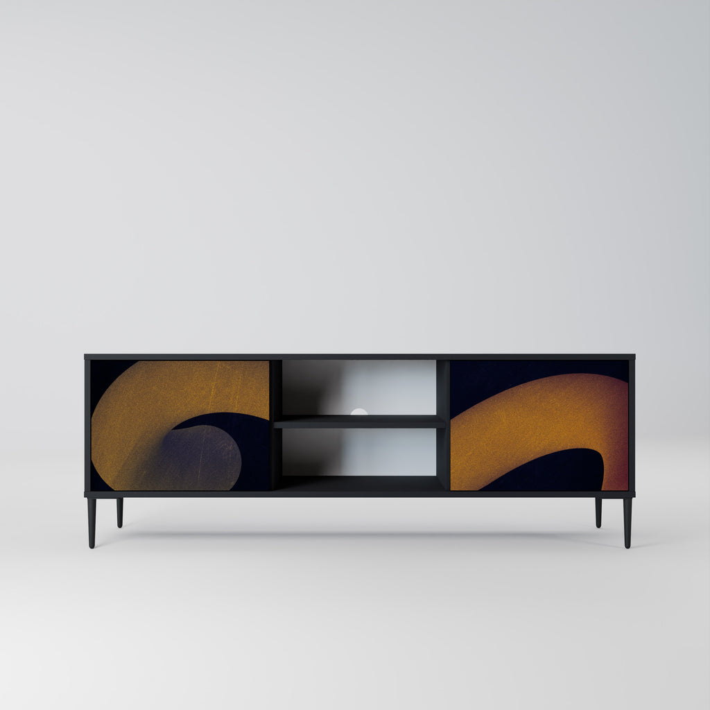 Mueble de TV HOLLOW TIME de 2 puertas con acabado negro