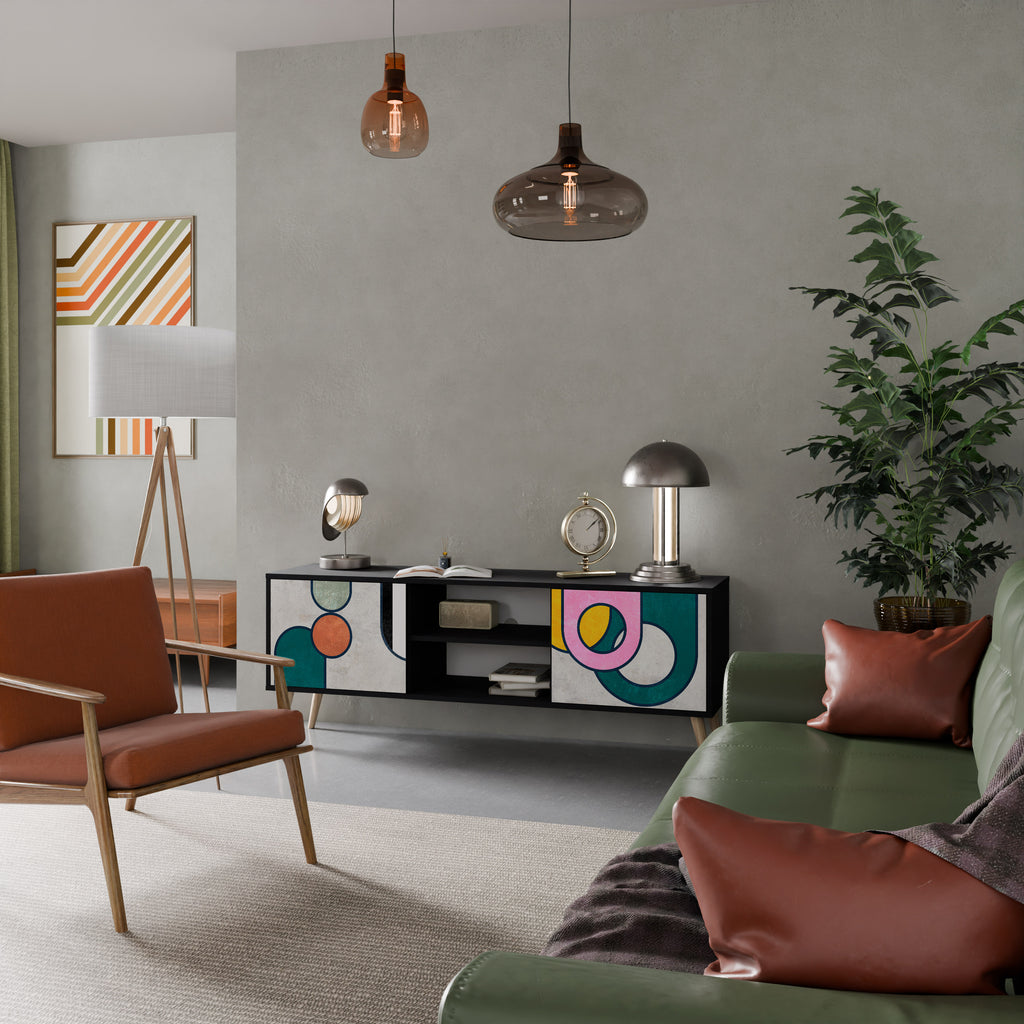 Mueble de TV de 2 puertas COOL STORY con acabado negro