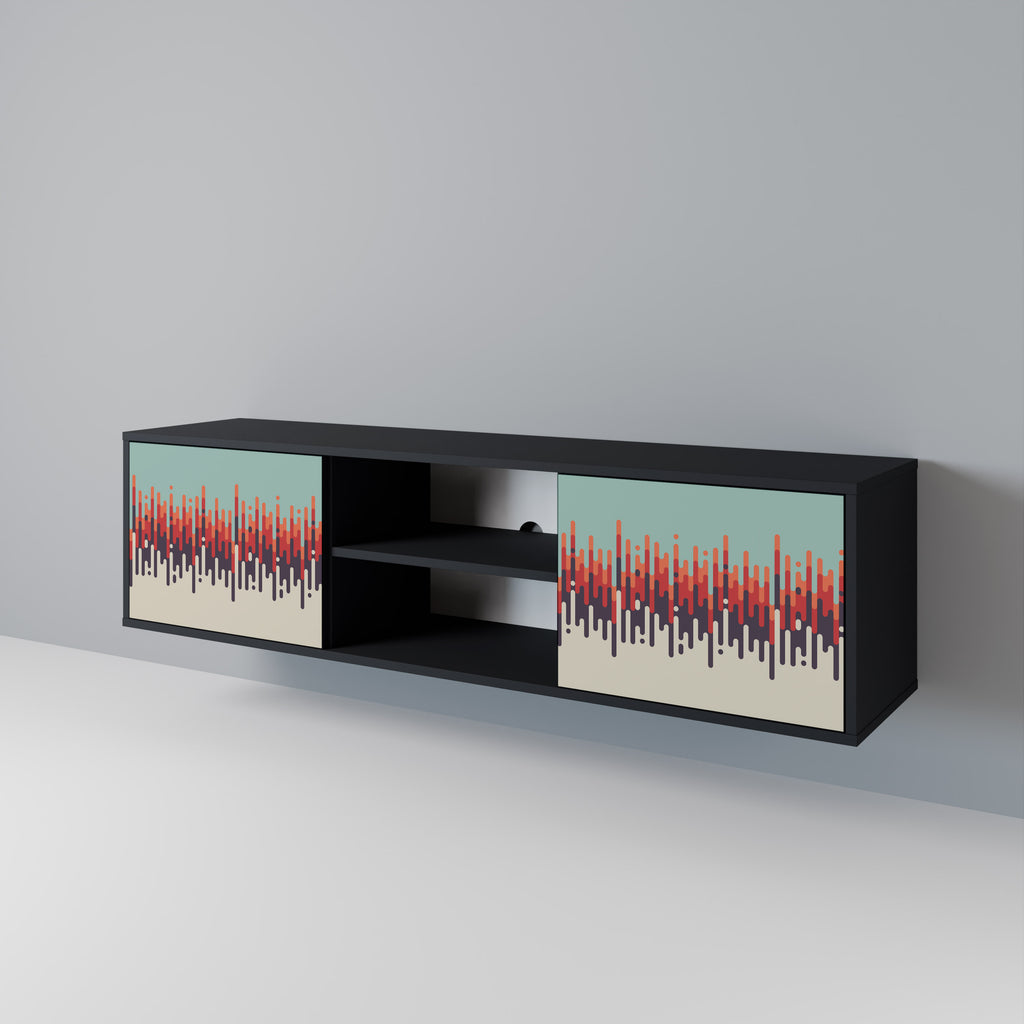 Mueble de TV de 2 puertas CHROMA CONTOURS con acabado negro
