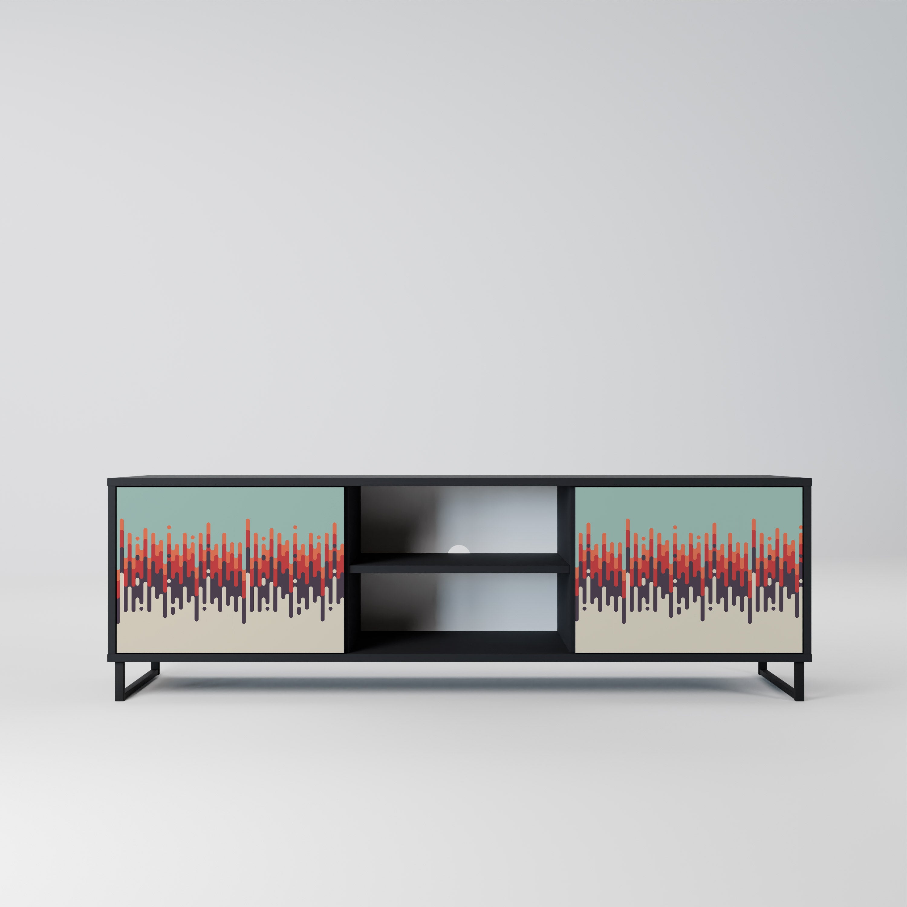 Mueble de TV de 2 puertas CHROMA CONTOURS con acabado negro