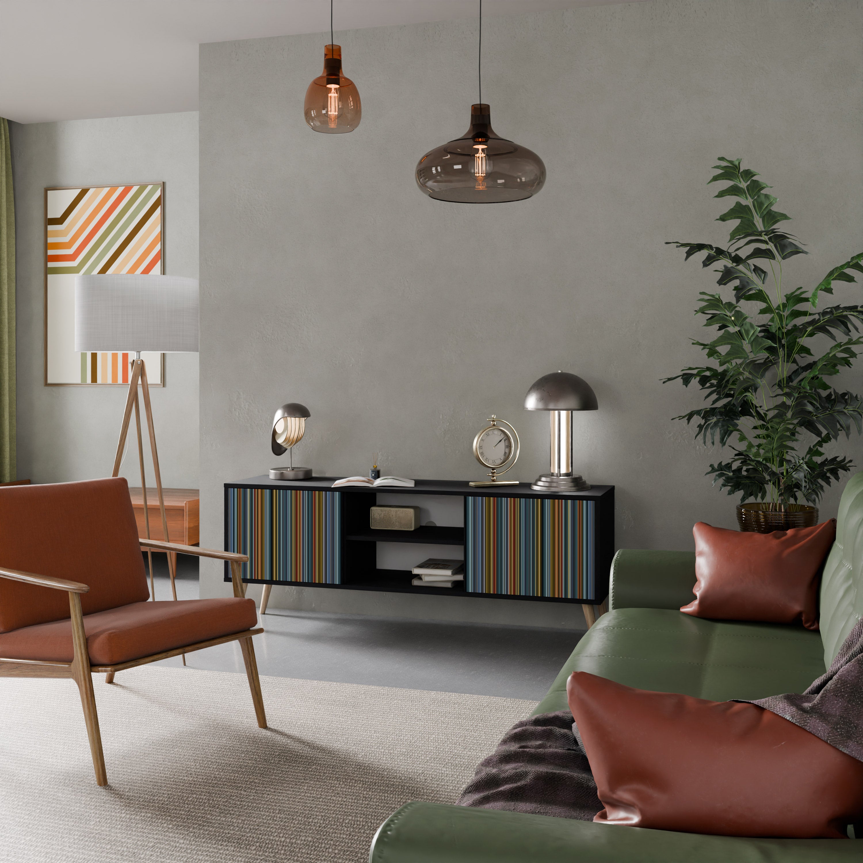 Mueble para TV LINEOUT SPECTRUM de 2 puertas con acabado negro