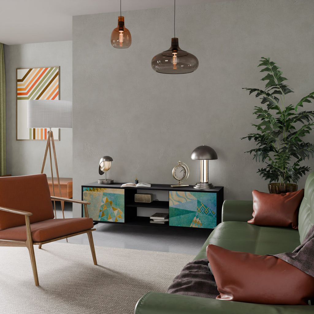 Mueble de TV de 2 puertas SPECTRUM SPLENDOR con acabado negro