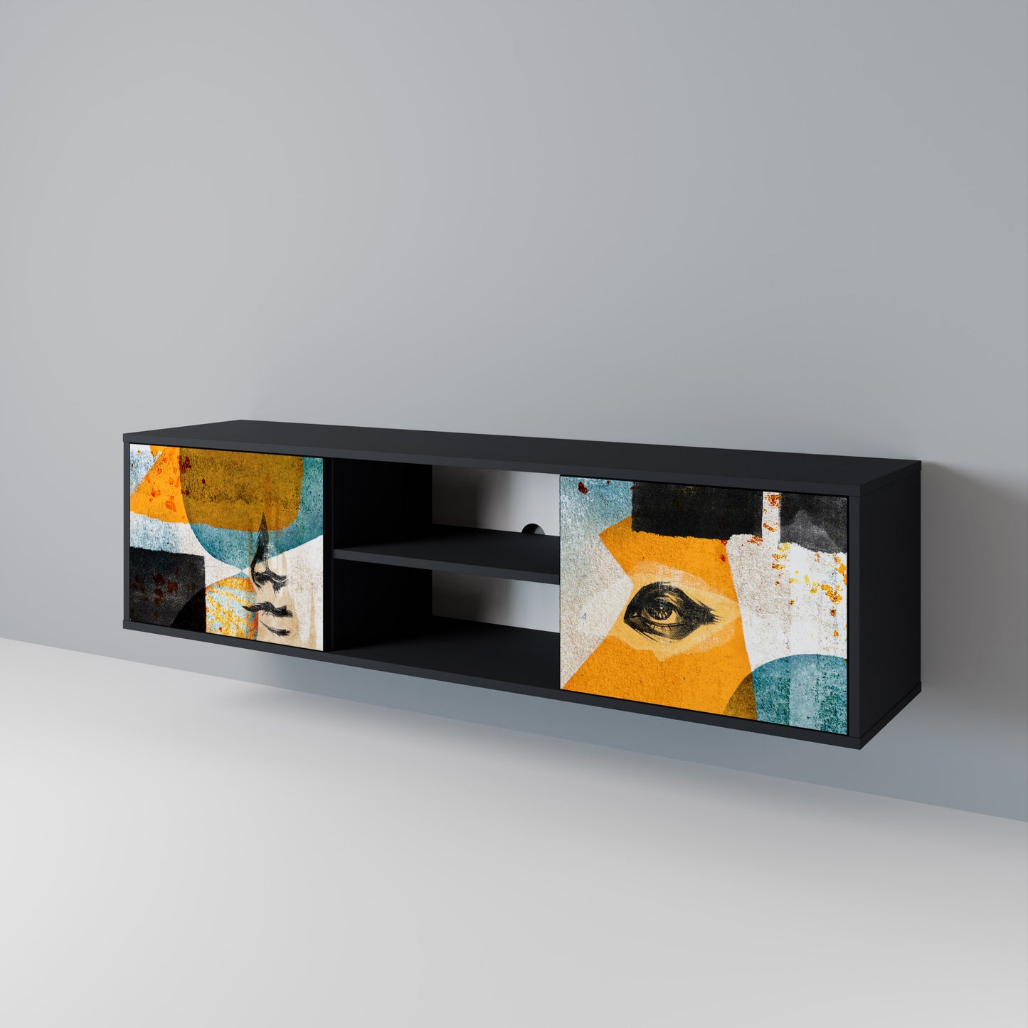 ABSTRACT FACES Mueble de TV de 2 Puertas