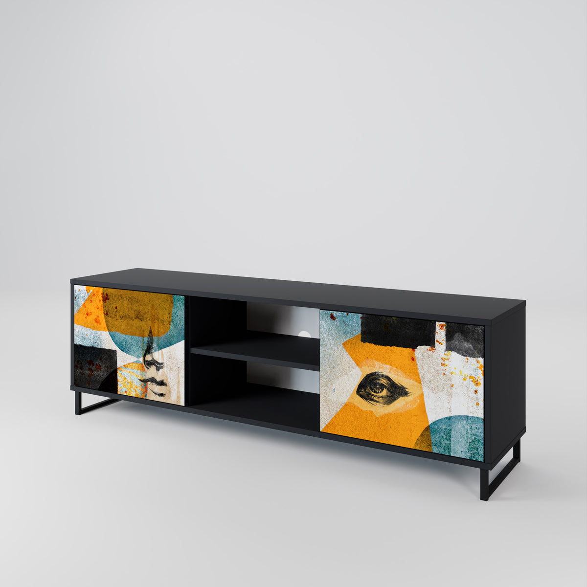 ABSTRACT FACES Mueble de TV de 2 Puertas