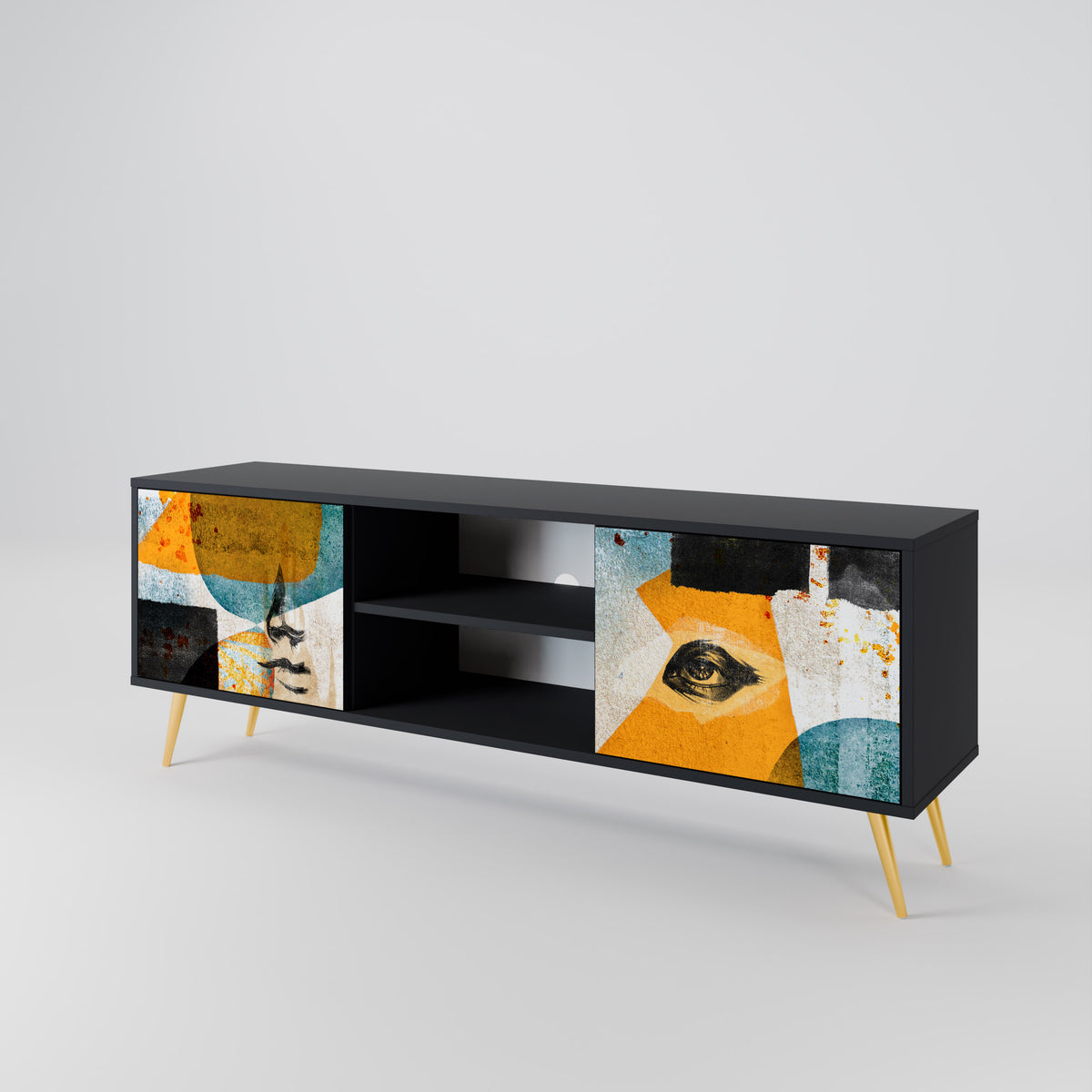 ABSTRACT FACES Mueble de TV de 2 Puertas