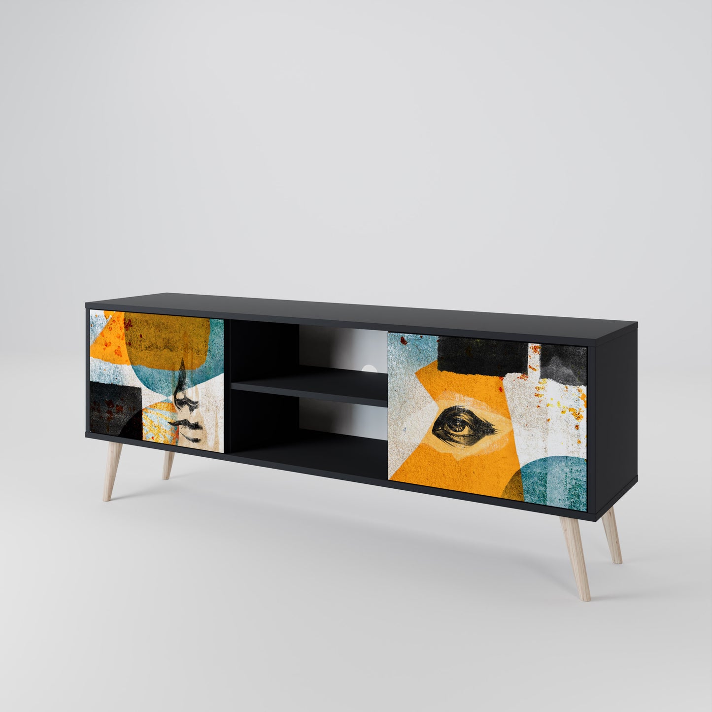 ABSTRACT FACES Mueble de TV de 2 Puertas