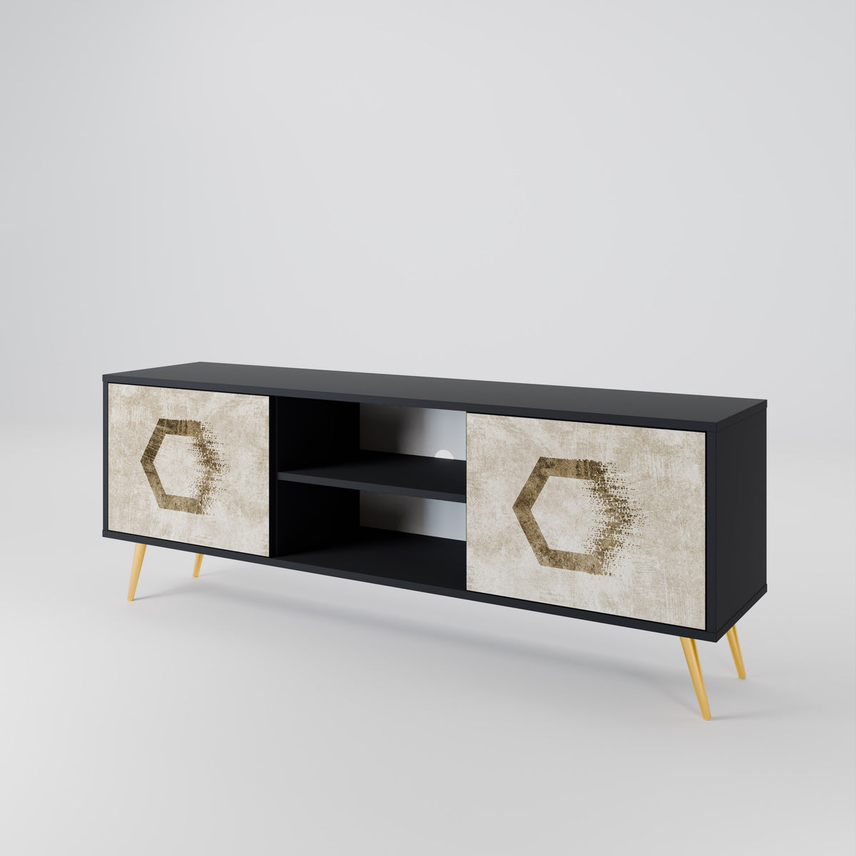 HEXAGONAL SHAPES Mueble de TV de 2 Puertas