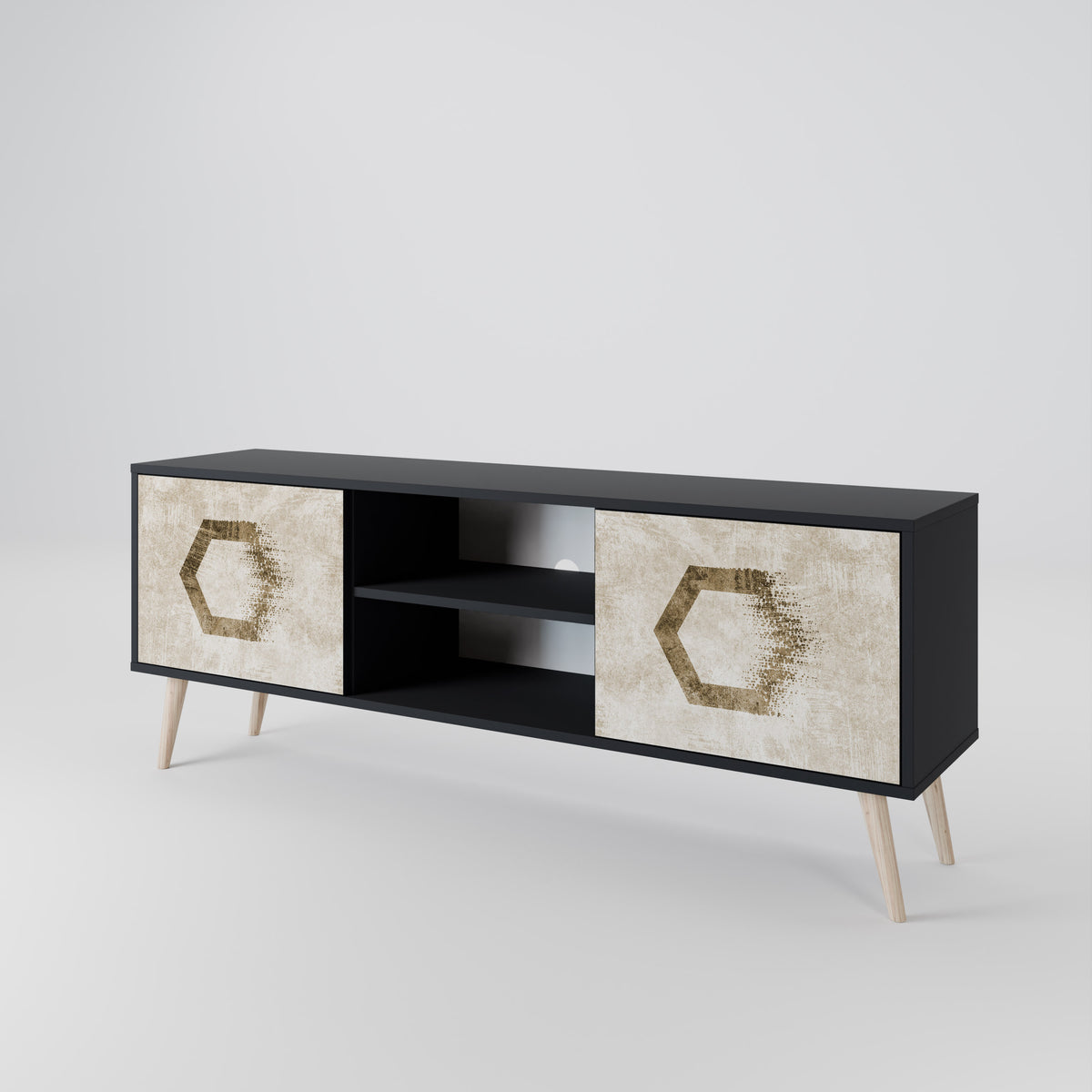 HEXAGONAL SHAPES Mueble de TV de 2 Puertas