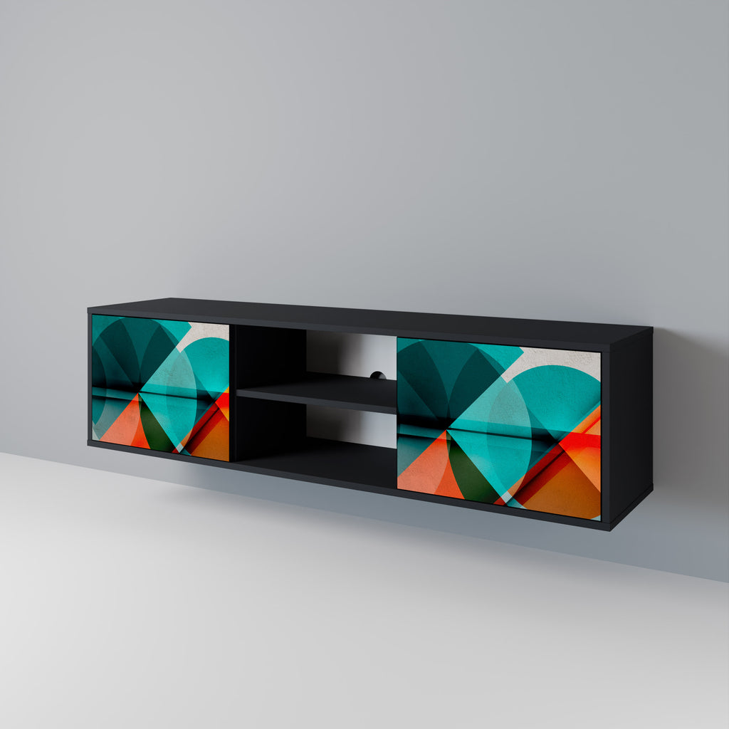 Mueble de TV CIRCULAR RHAPSODY de 2 puertas con acabado negro