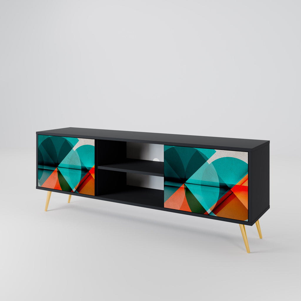 Mueble de TV CIRCULAR RHAPSODY de 2 puertas con acabado negro