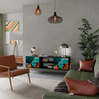 CIRCULAR RHAPSODY Mueble de TV de 2 Puertas en Acabado Negro