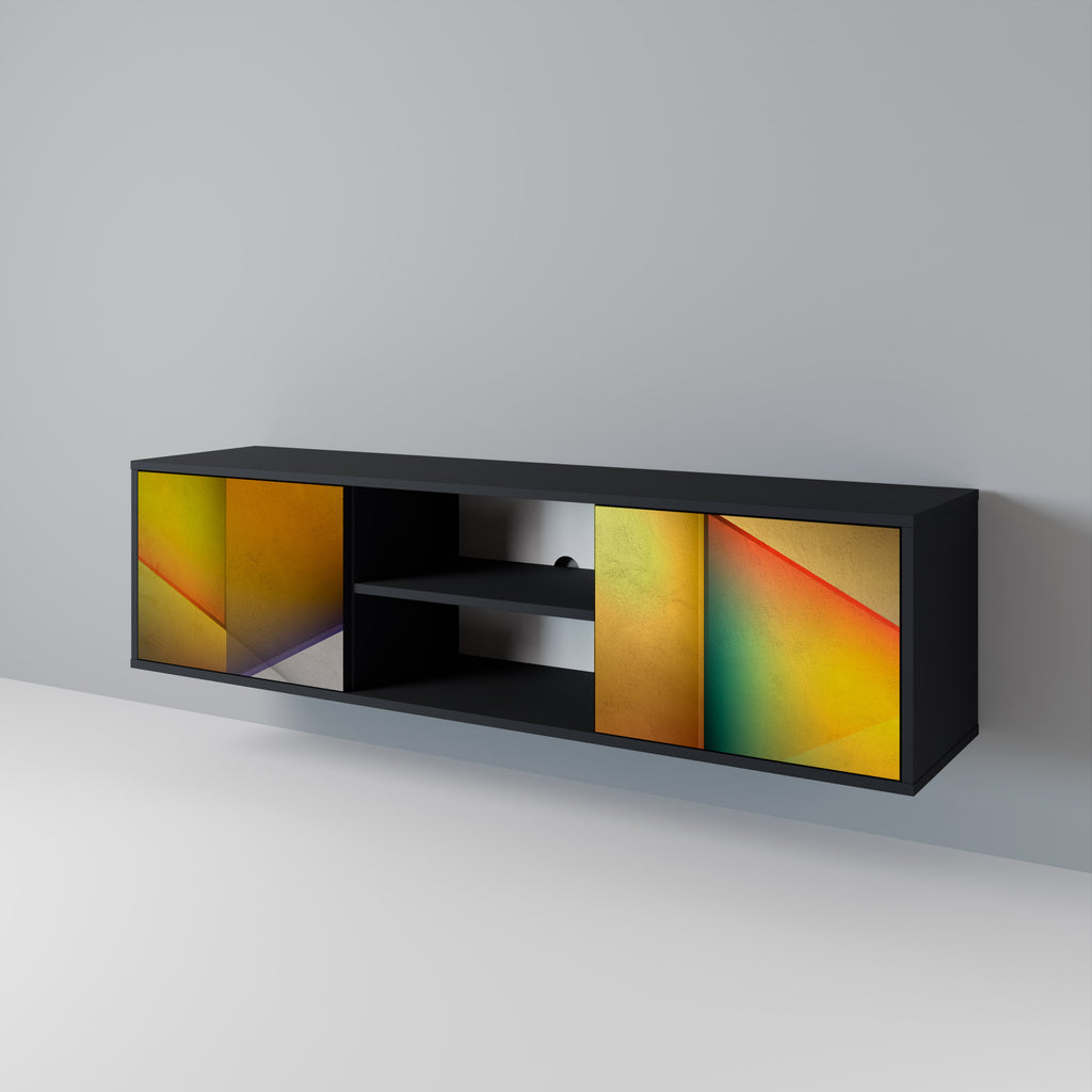 Mueble de TV de 2 puertas con acabado negro y nitidez penetrante