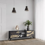 UNIFIED FRAGMENTS Mueble de TV de 2 Puertas en Acabado Negro