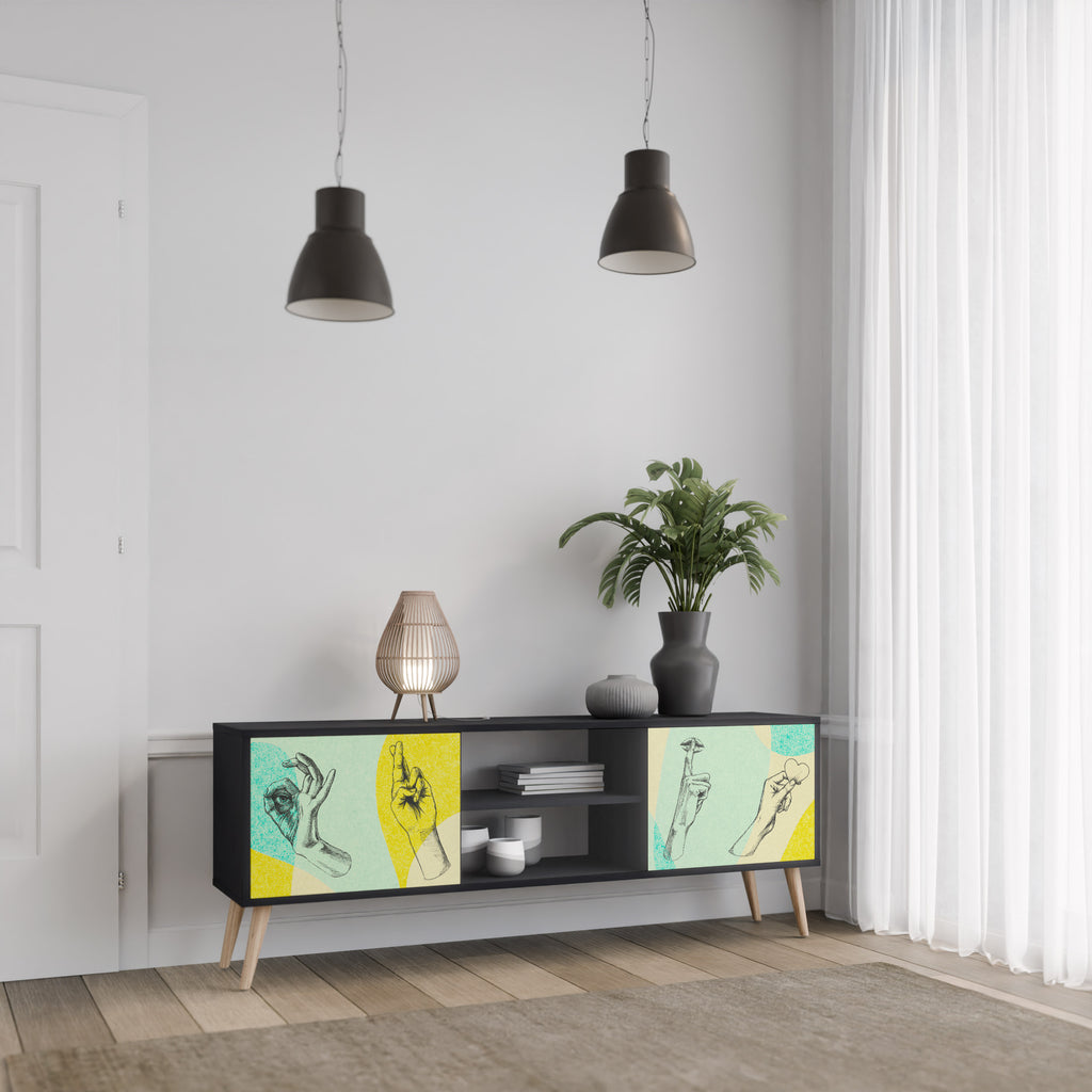 Mueble de TV BODY LANGUAGE de 2 puertas con acabado negro