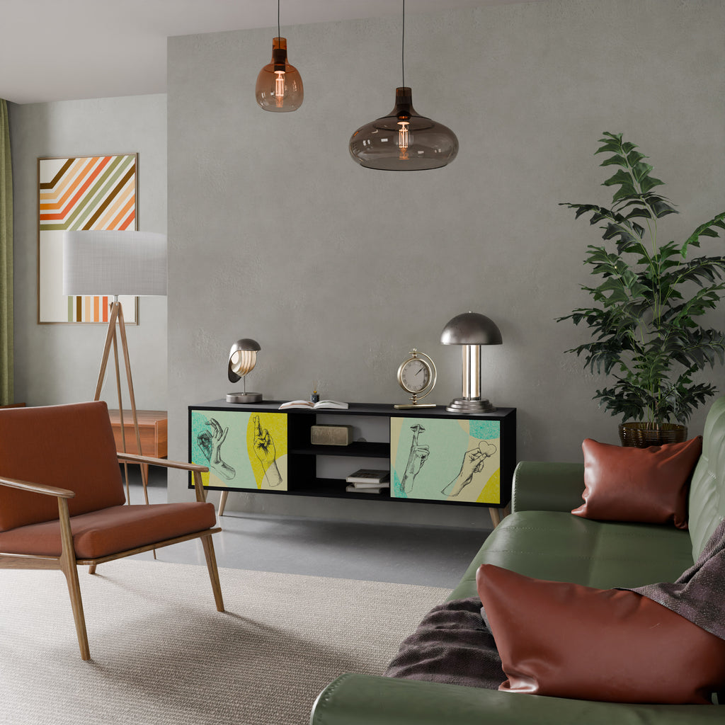 Mueble de TV BODY LANGUAGE de 2 puertas con acabado negro