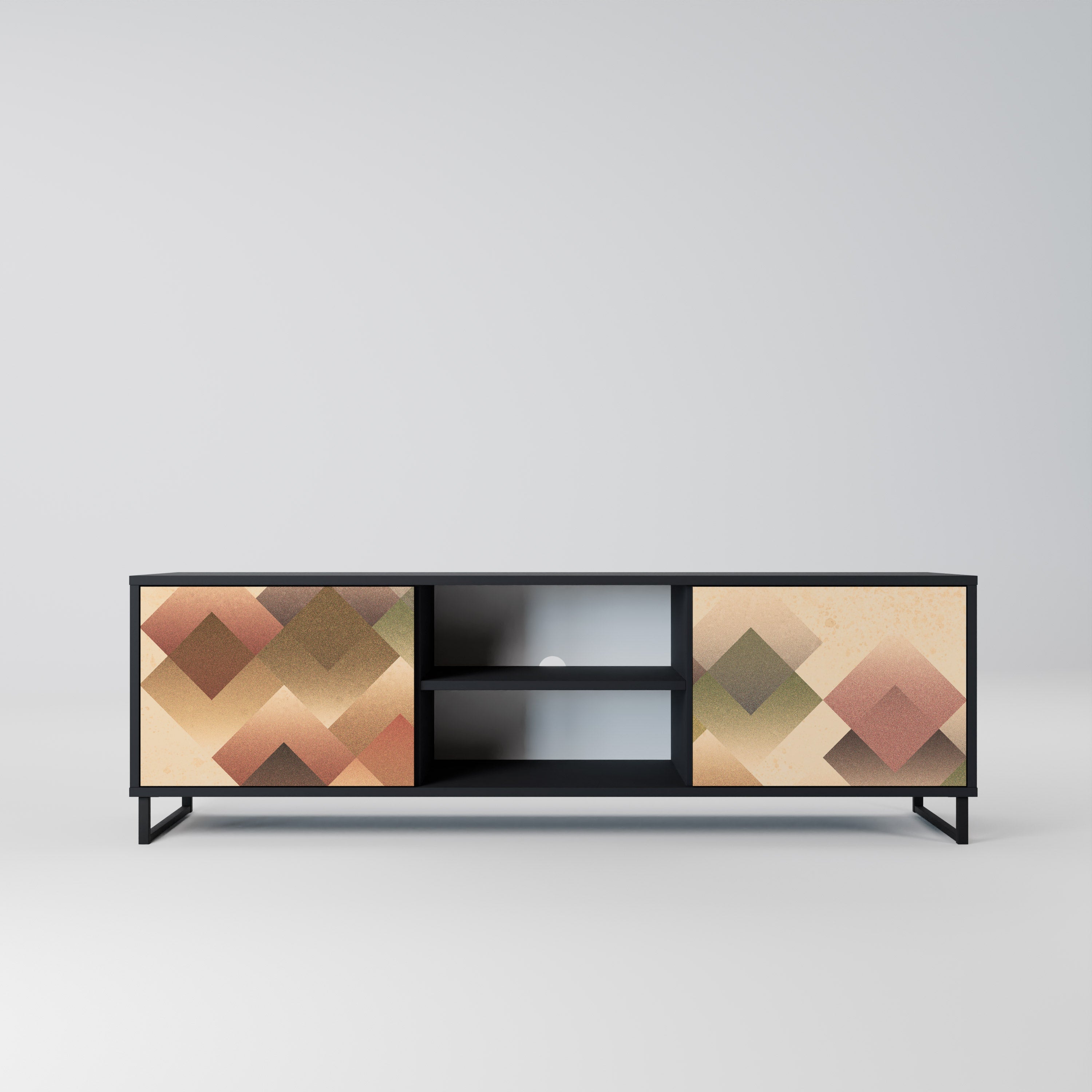 Mueble de TV GEOMETRIC FUSION de 2 puertas con acabado negro