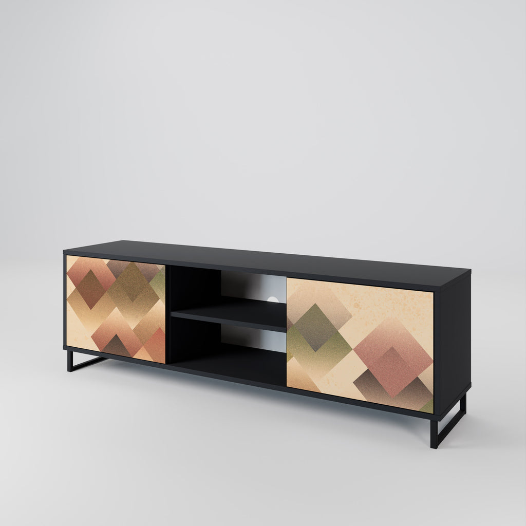 Mueble de TV GEOMETRIC FUSION de 2 puertas con acabado negro