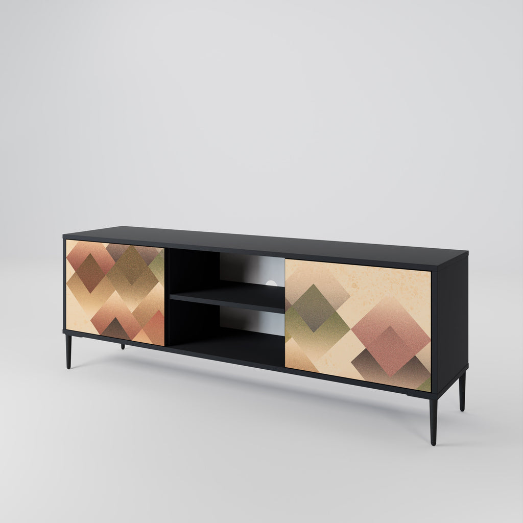 Mueble de TV GEOMETRIC FUSION de 2 puertas con acabado negro