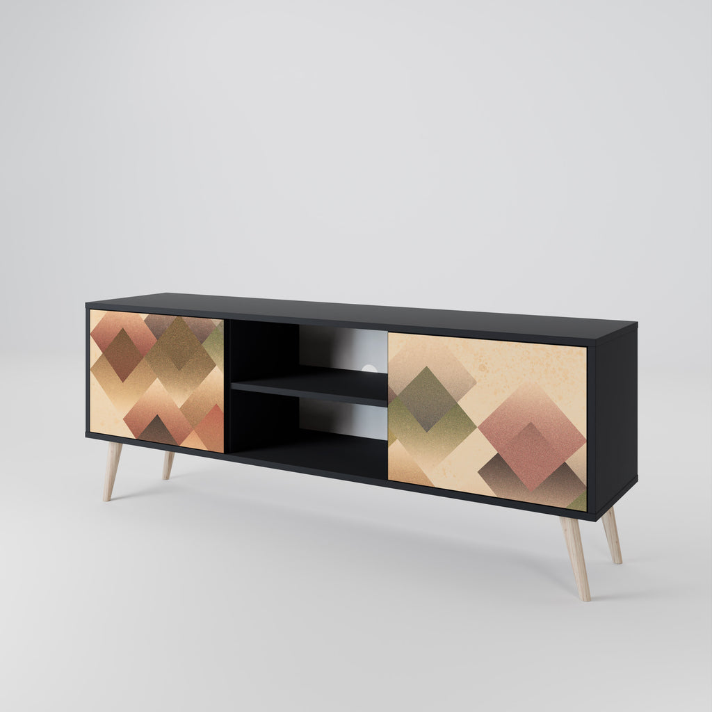 Mueble de TV GEOMETRIC FUSION de 2 puertas con acabado negro