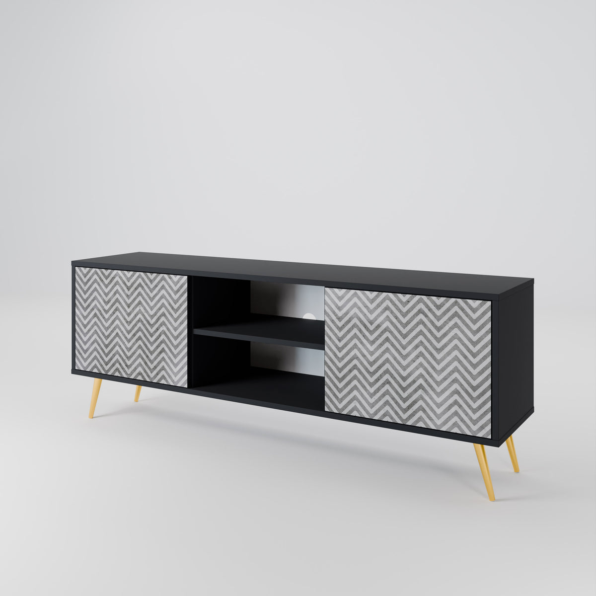 CONCRETE ZIG ZAG Mueble de TV de 2 Puertas