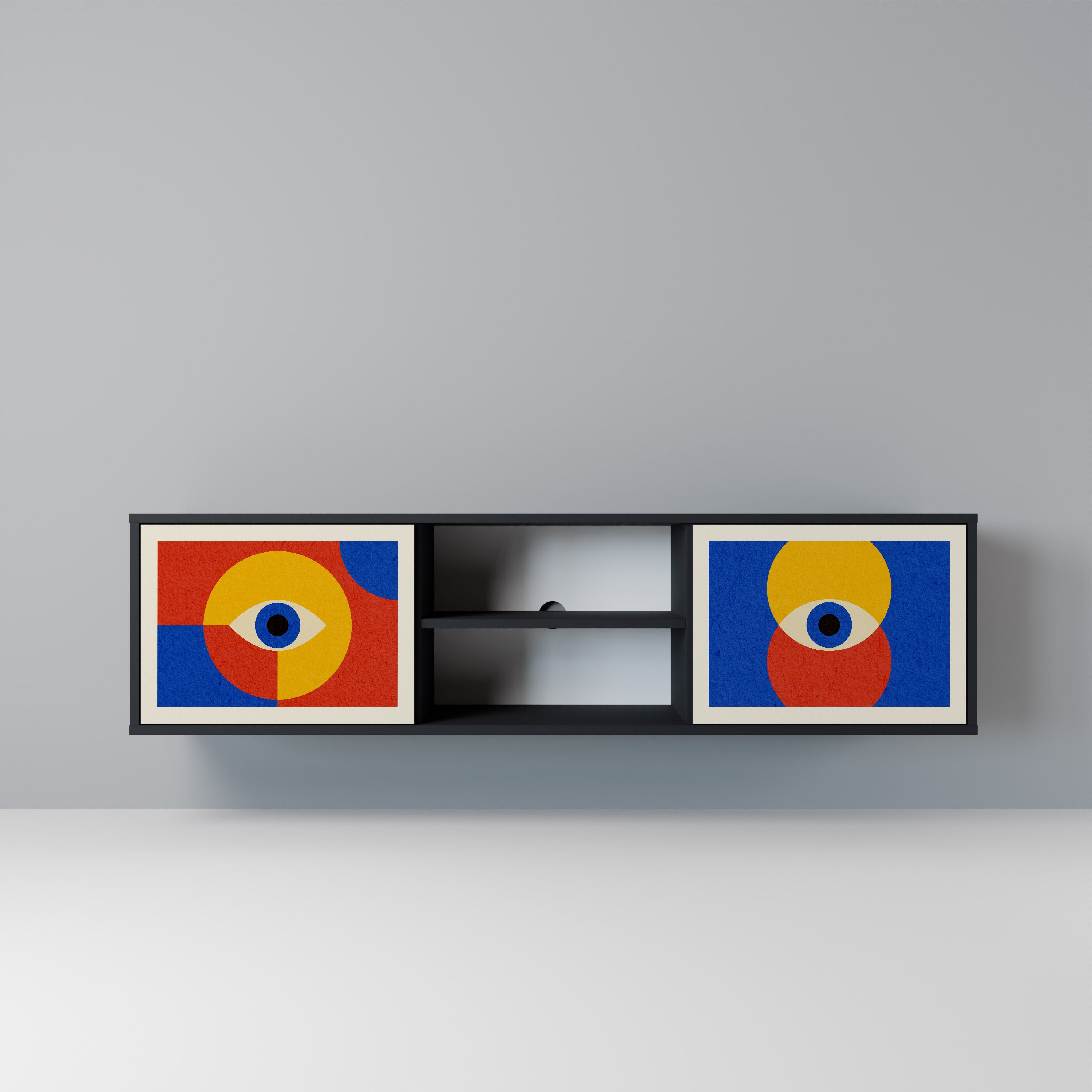 Mueble de TV de 2 puertas GEOMETRIC EYES en acabado negro