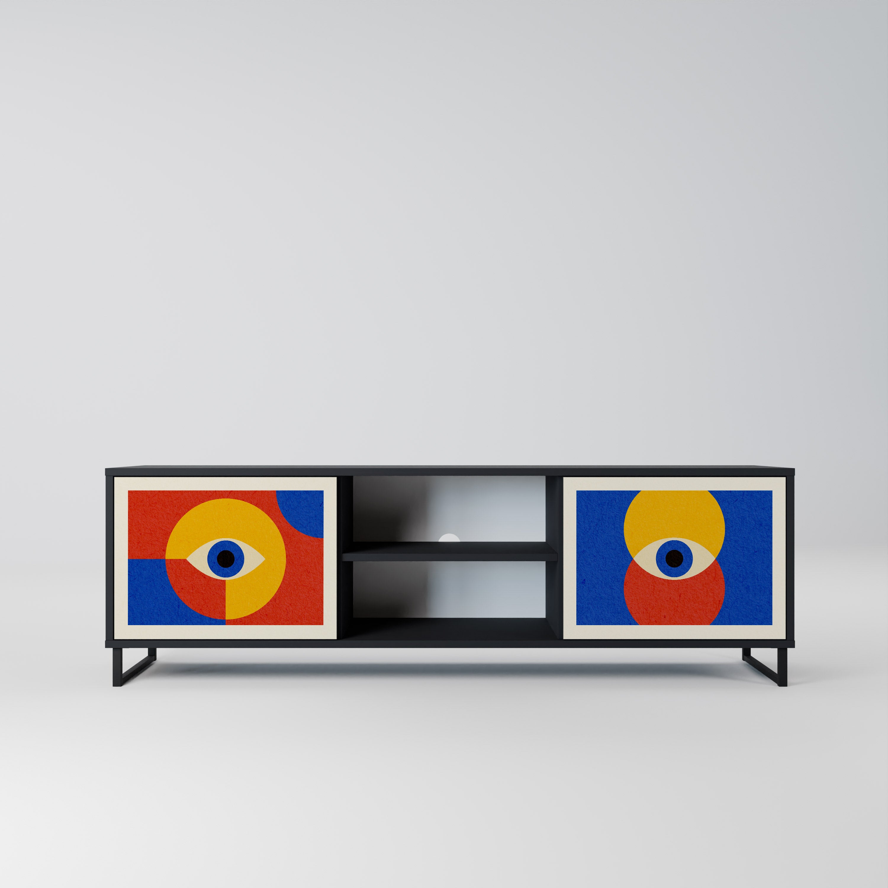Mueble de TV de 2 puertas GEOMETRIC EYES en acabado negro