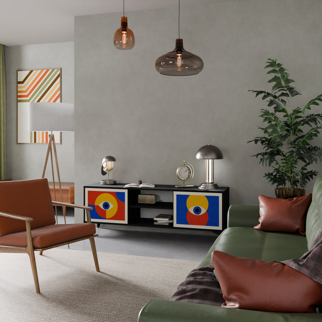 Mueble de TV de 2 puertas GEOMETRIC EYES en acabado negro