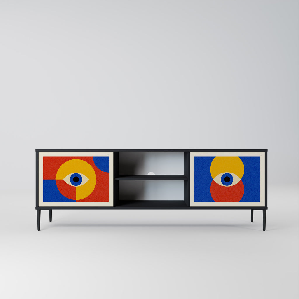 Mueble de TV de 2 puertas GEOMETRIC EYES en acabado negro