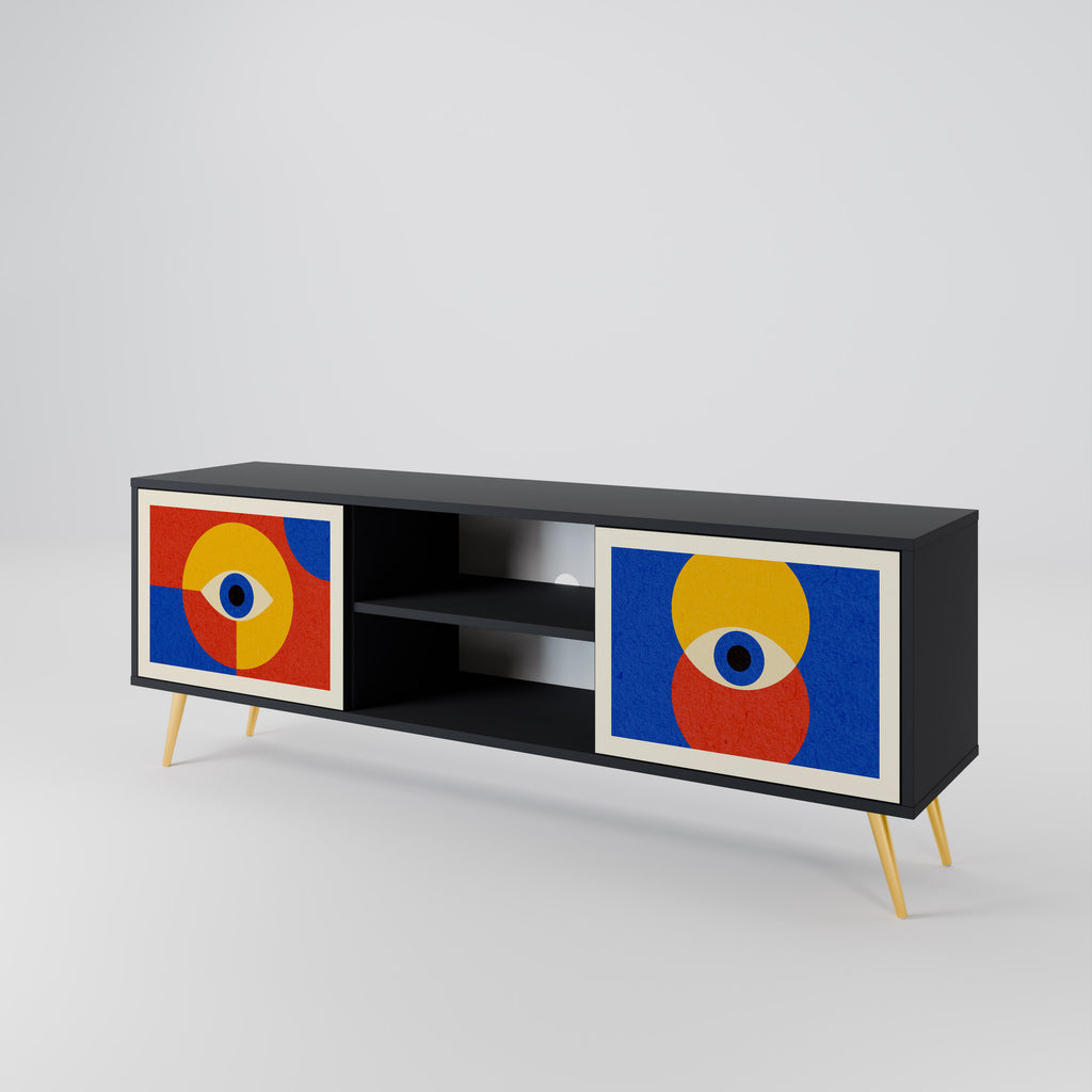 Mueble de TV de 2 puertas GEOMETRIC EYES en acabado negro