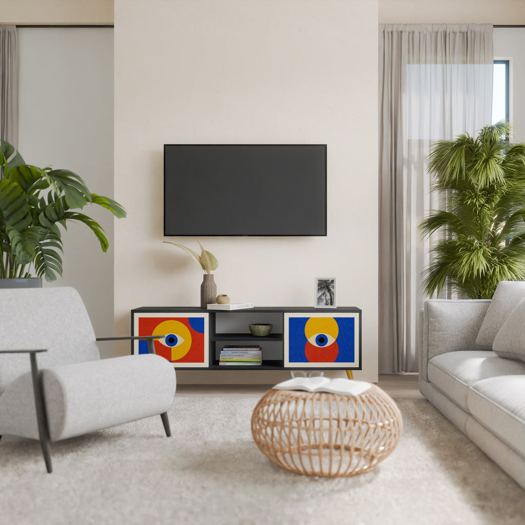 Mueble de TV de 2 puertas GEOMETRIC EYES en acabado negro