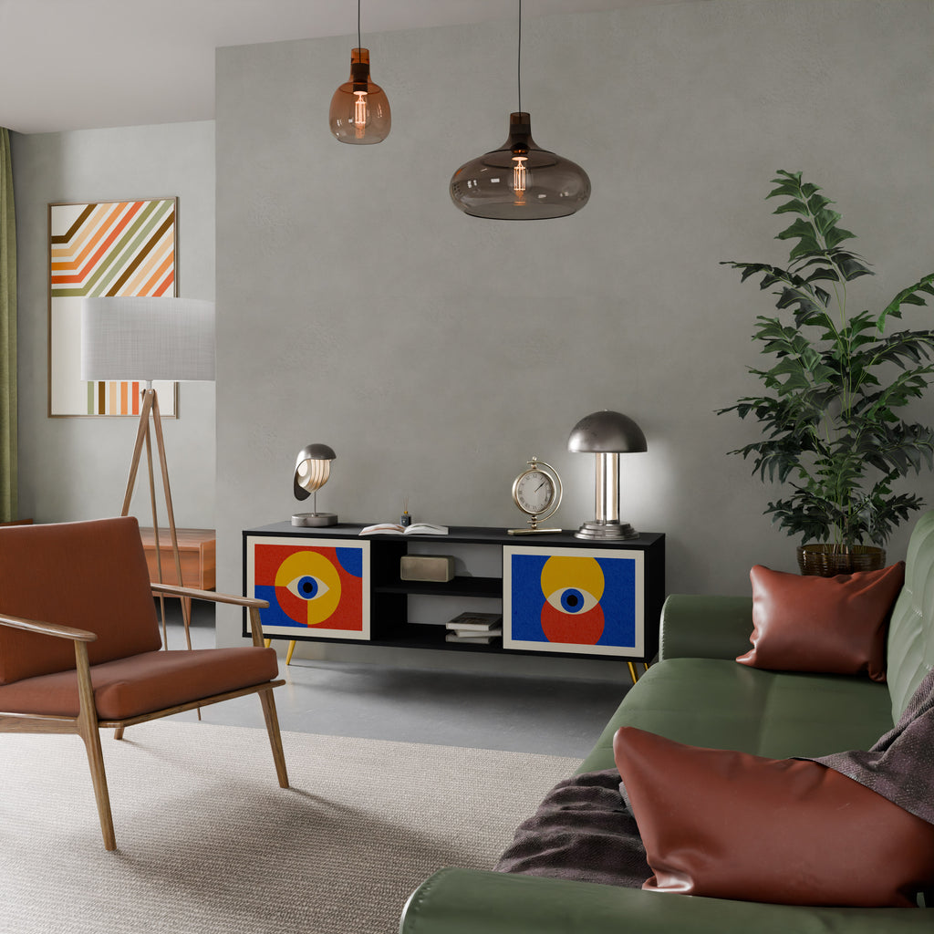 Mueble de TV de 2 puertas GEOMETRIC EYES en acabado negro