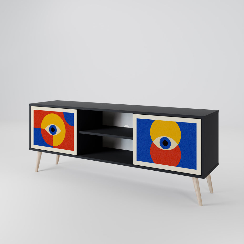 Mueble de TV de 2 puertas GEOMETRIC EYES en acabado negro