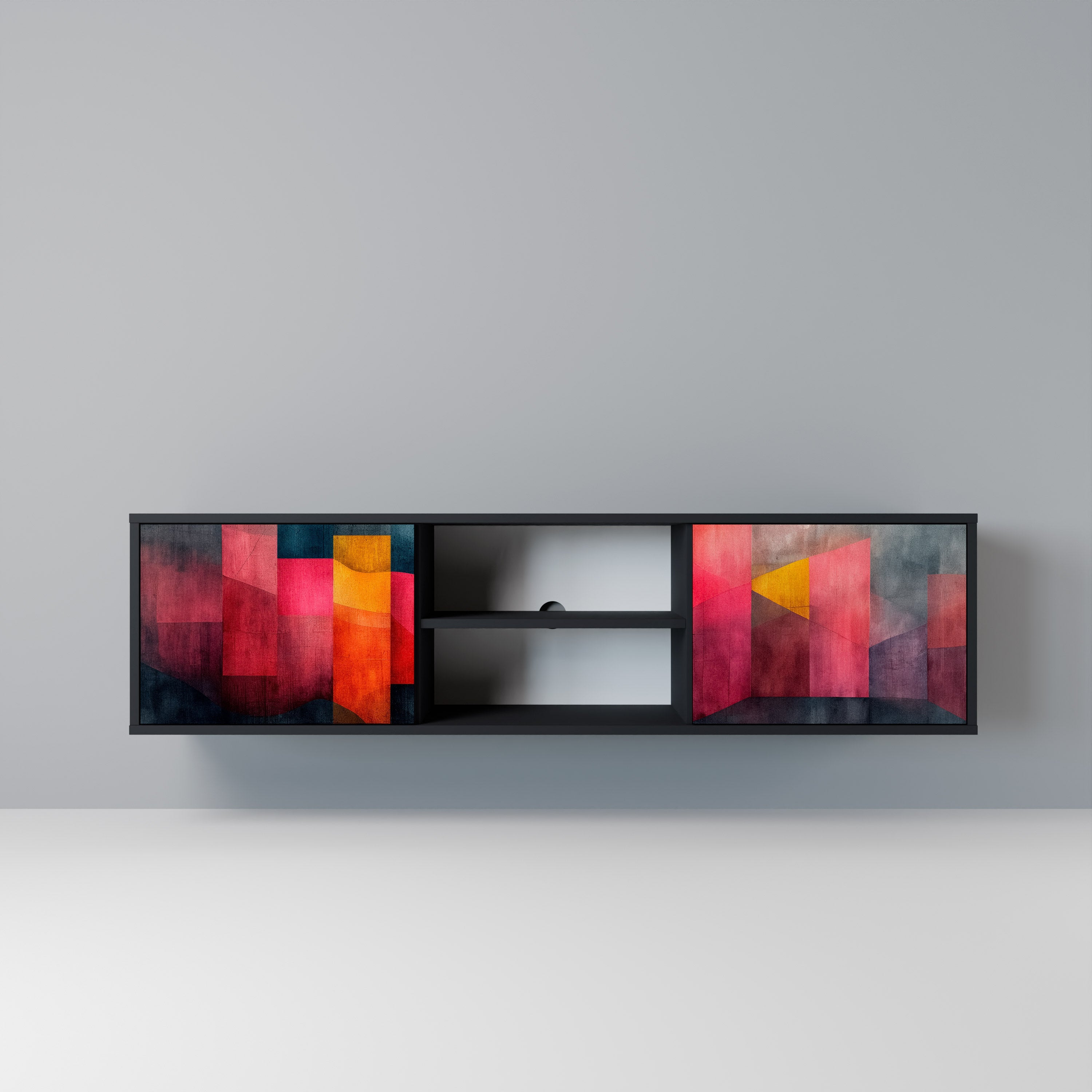 Mueble para TV de 2 puertas COLORFUL SOUNDS con acabado negro