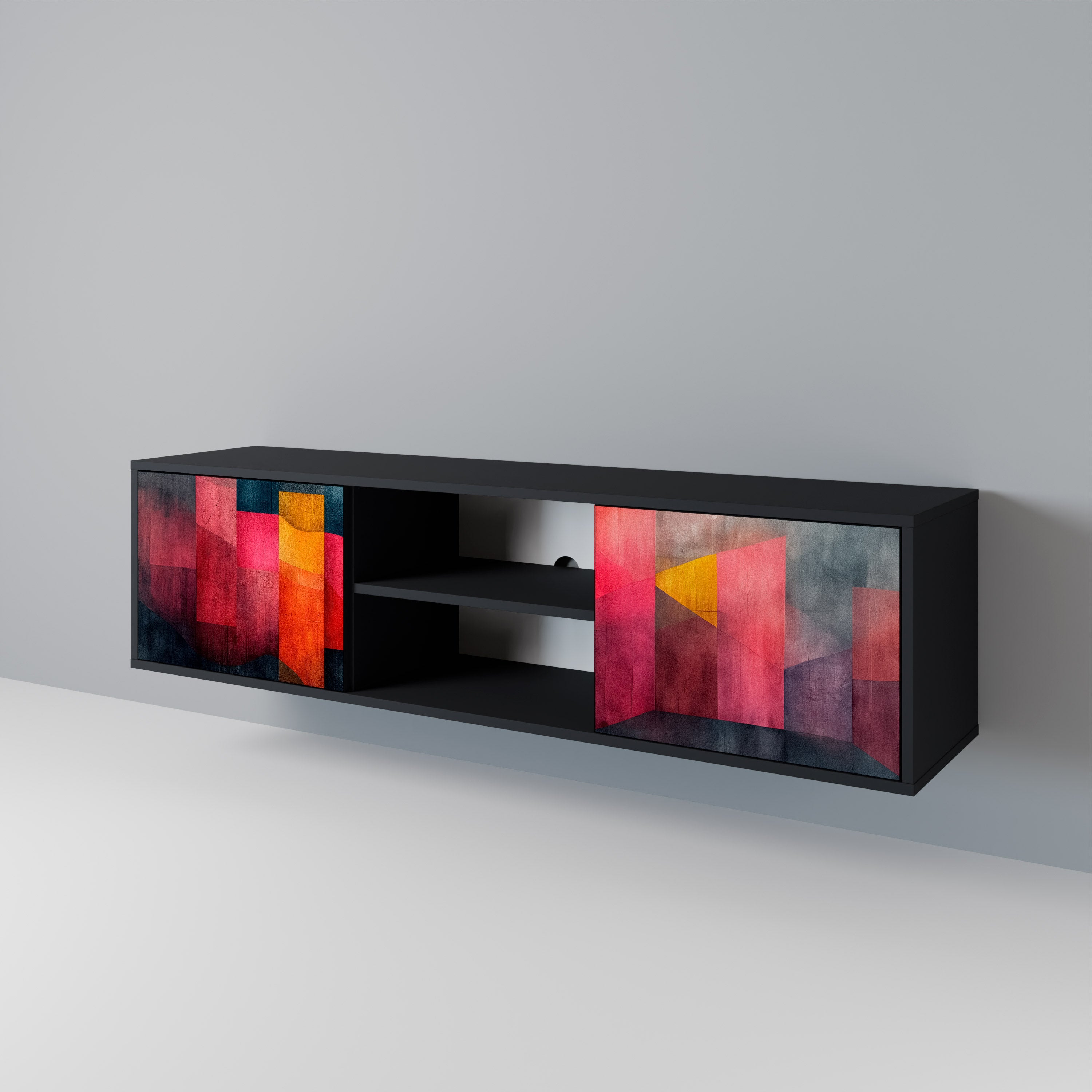 Mueble para TV de 2 puertas COLORFUL SOUNDS con acabado negro