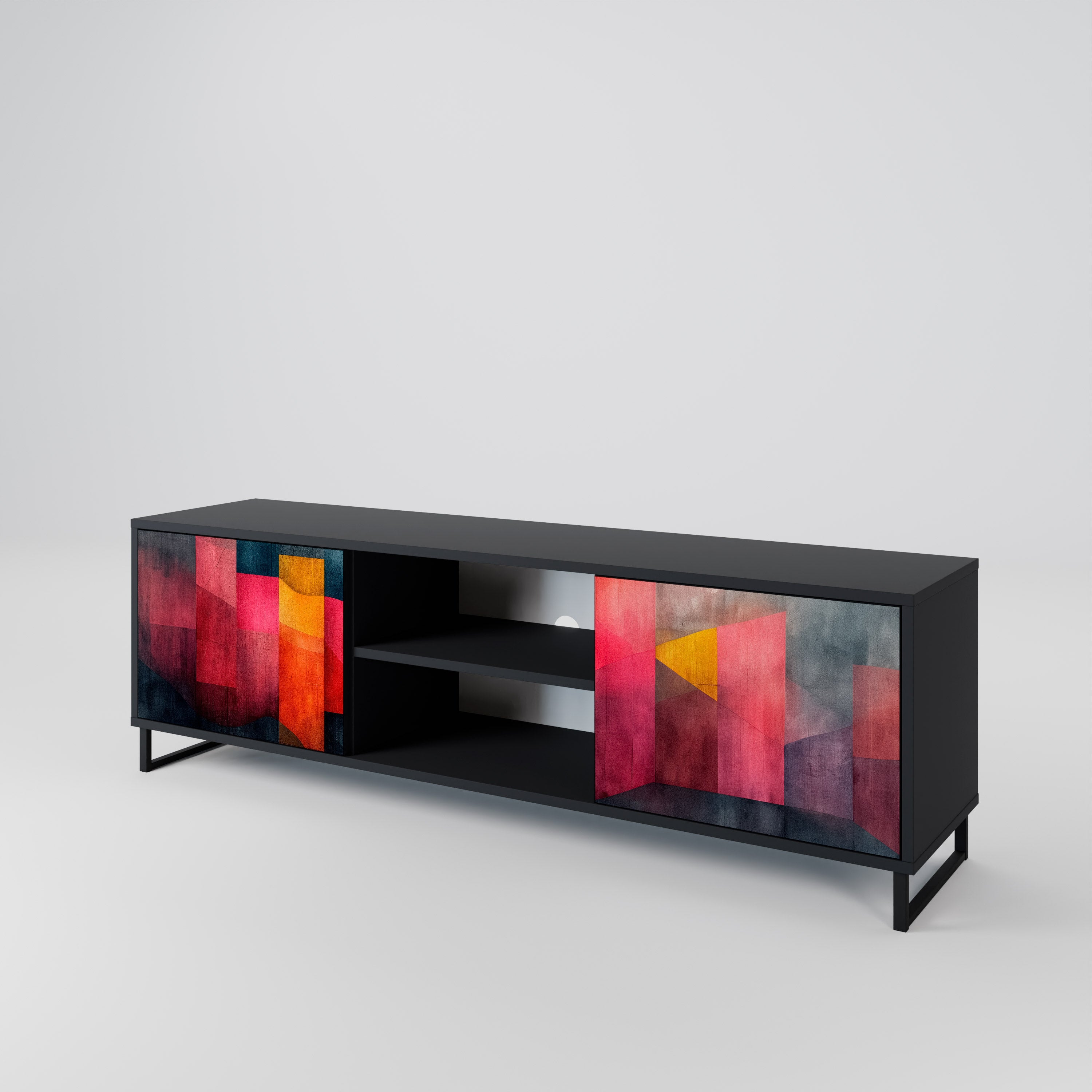 Mueble para TV de 2 puertas COLORFUL SOUNDS con acabado negro