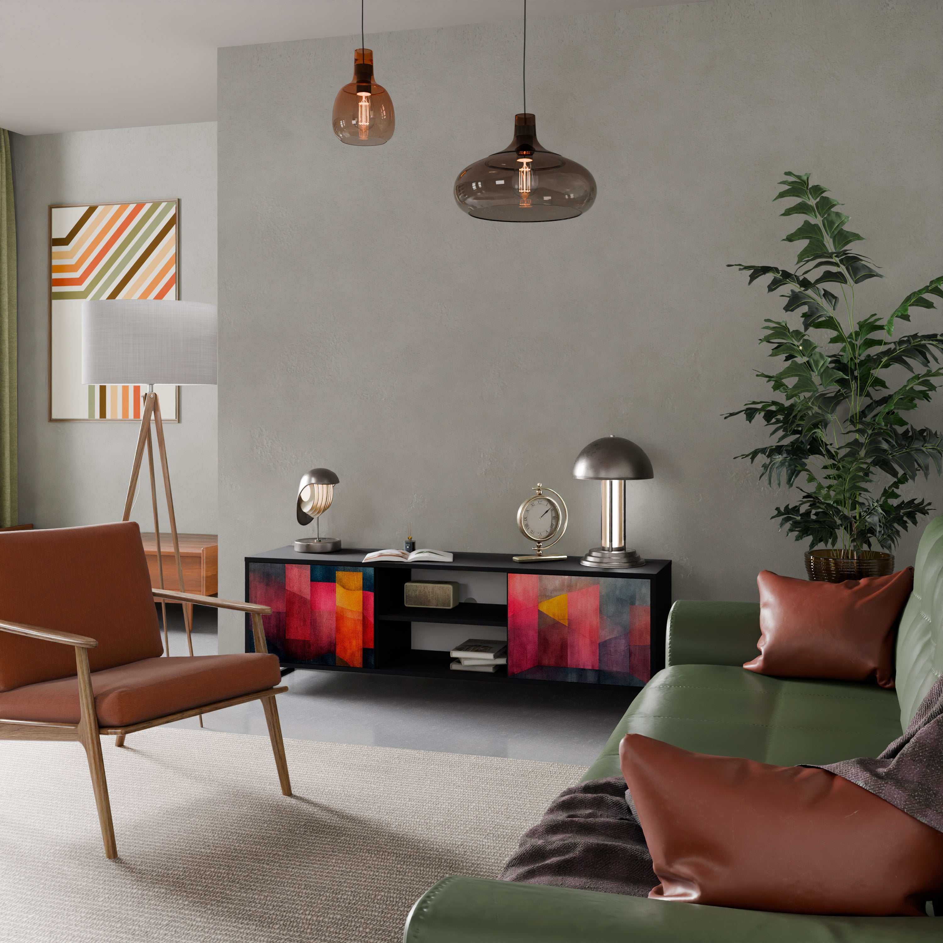 Mueble para TV de 2 puertas COLORFUL SOUNDS con acabado negro